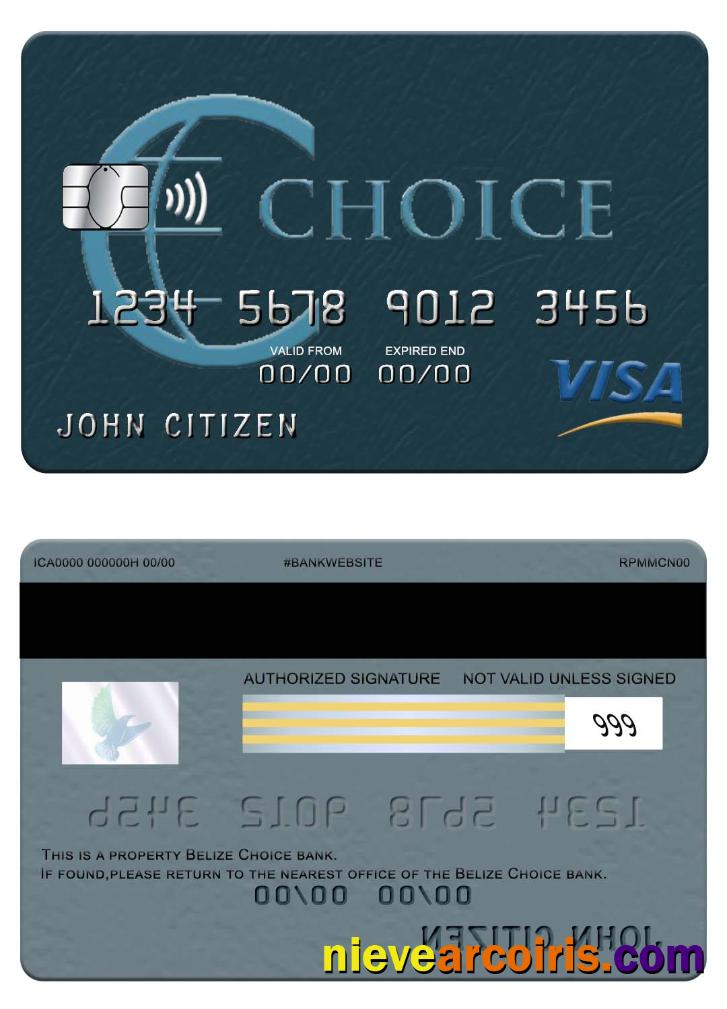 Belize Choice bank visa card